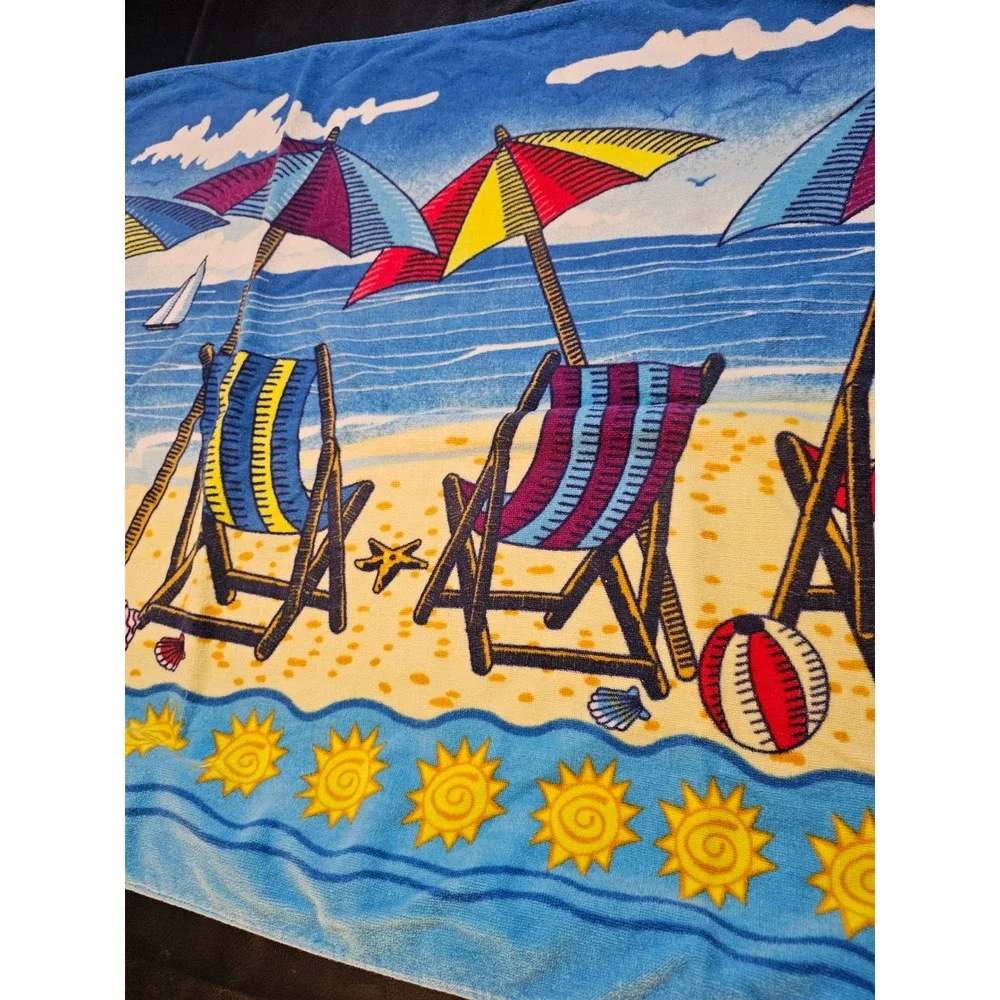 Vintage Sherry Mfg Beach Chair Theme Beach Towel 55x30